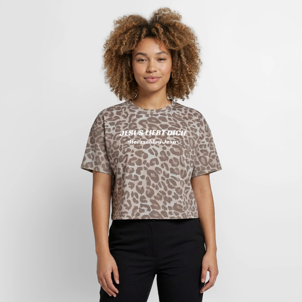 Boxy Leo Frauen T-Shirt - Jesus Liebt dich - Leopard print