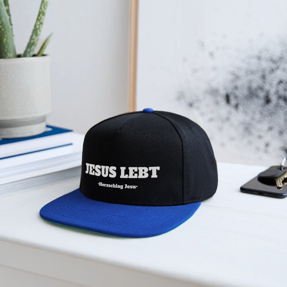 Snapback Cap - Jesus Lebt - Schwarz/Königsblau