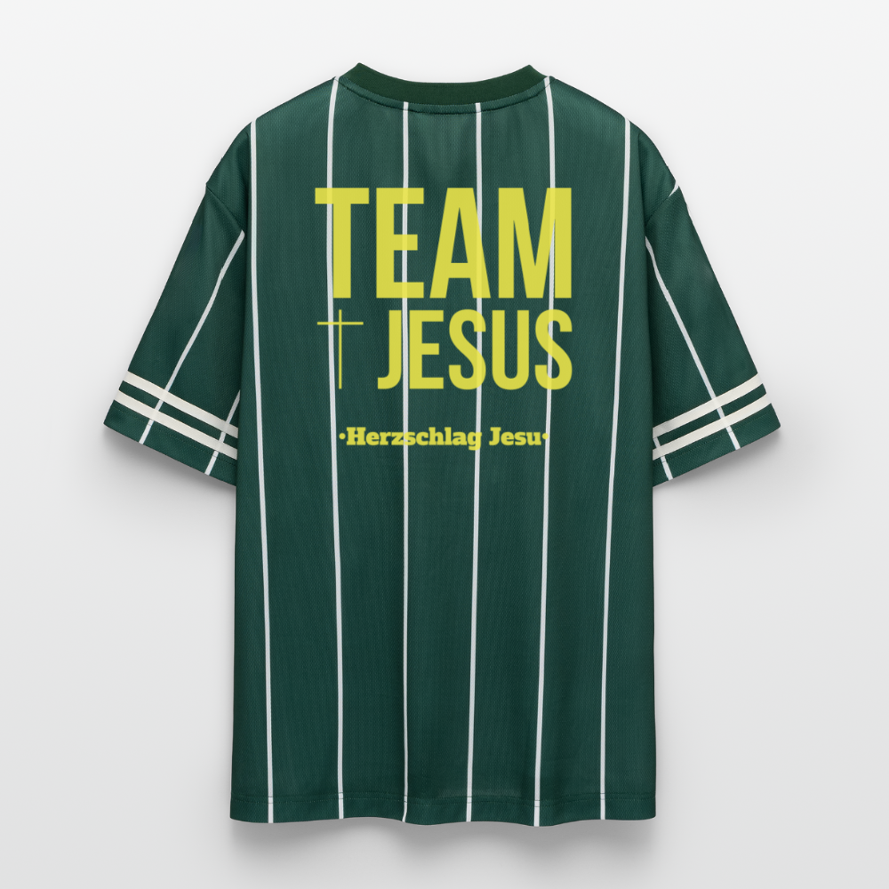 Unisex Football Style T-Shirt - Team Jesus - Dunkelgrün/Weiß