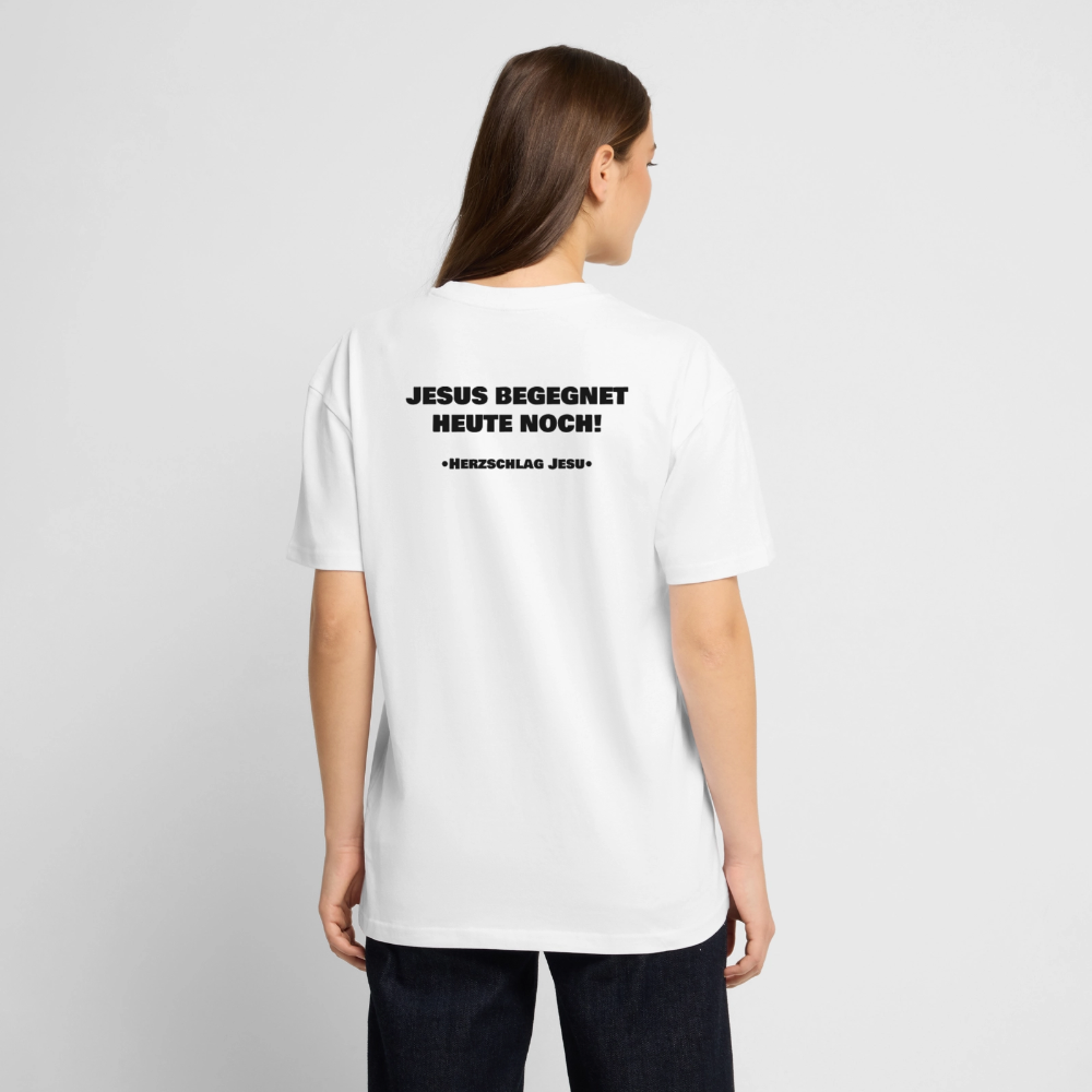 Oversized Heavyweight T-Shirt - Jesus begegnet heute noch! - Weiß