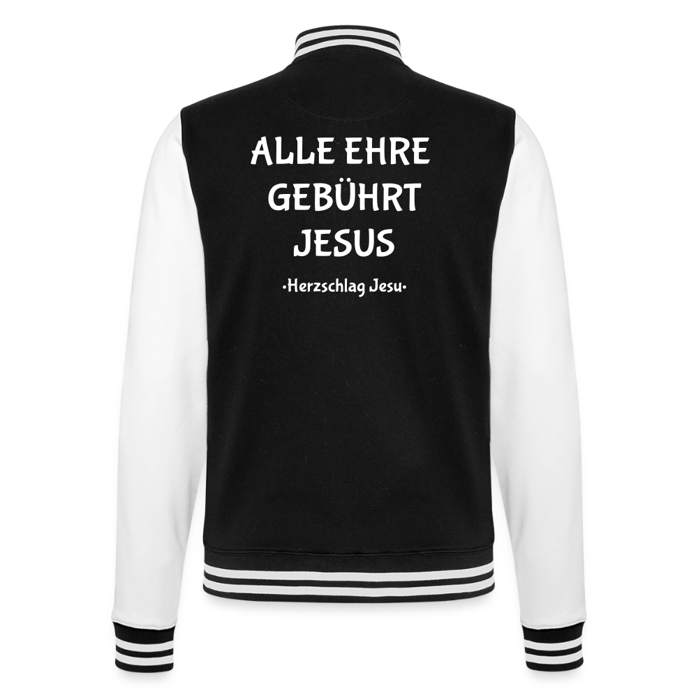 College-Sweatjacke - Alle ehre gebührt Jesus - Schwarz/Weiß