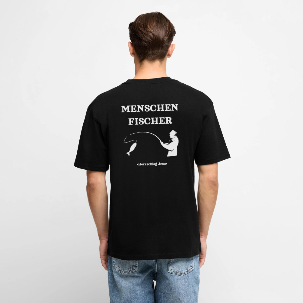 Premium Oversized Bio T-Shirt - Menschen Fischer - Schwarz