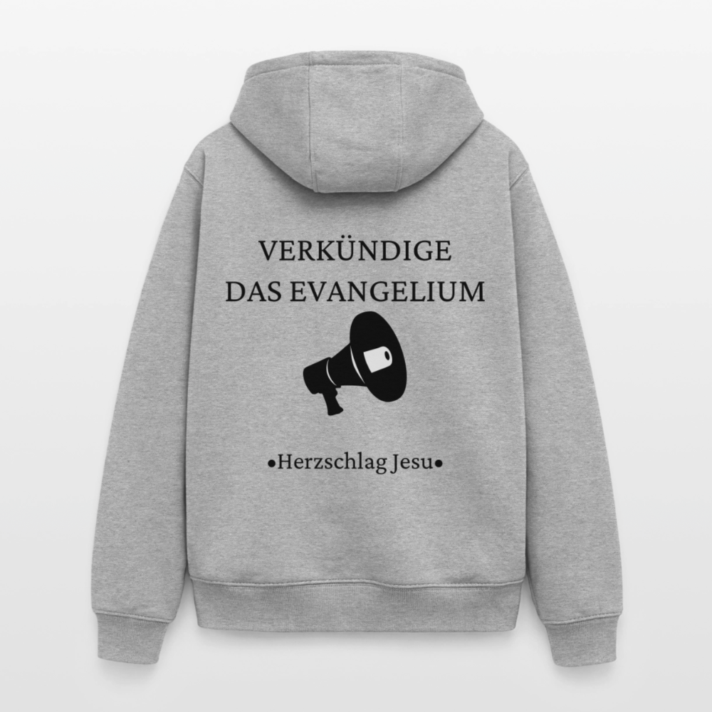 Oversized Heavyweight Kapuzenjacke - Verkündige das Evangelium - Grau meliert