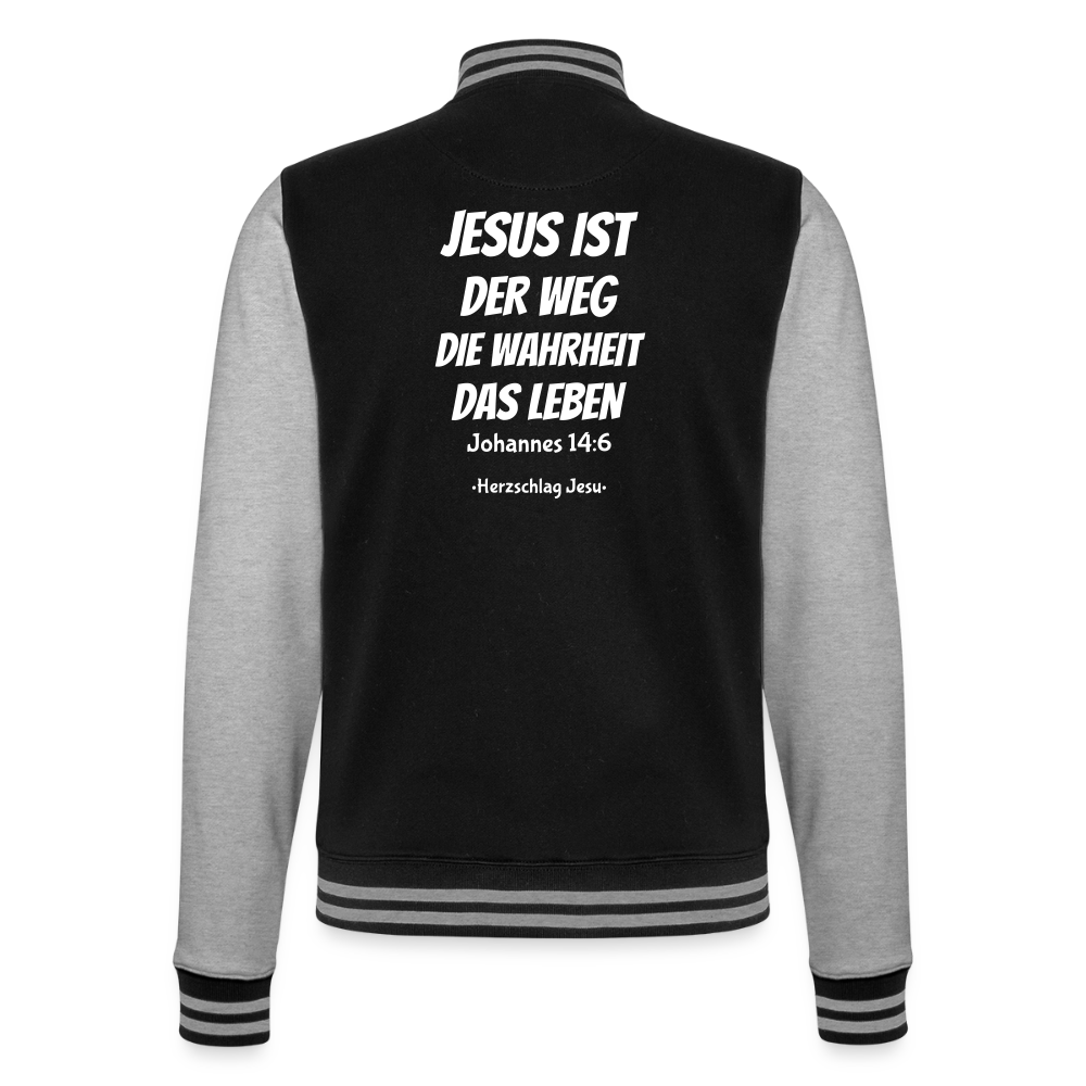 College-Sweatjacke - Johannes 14:6 Jesus ist der weg, die Wahrheit, das leben - Schwarz/Grau meliert