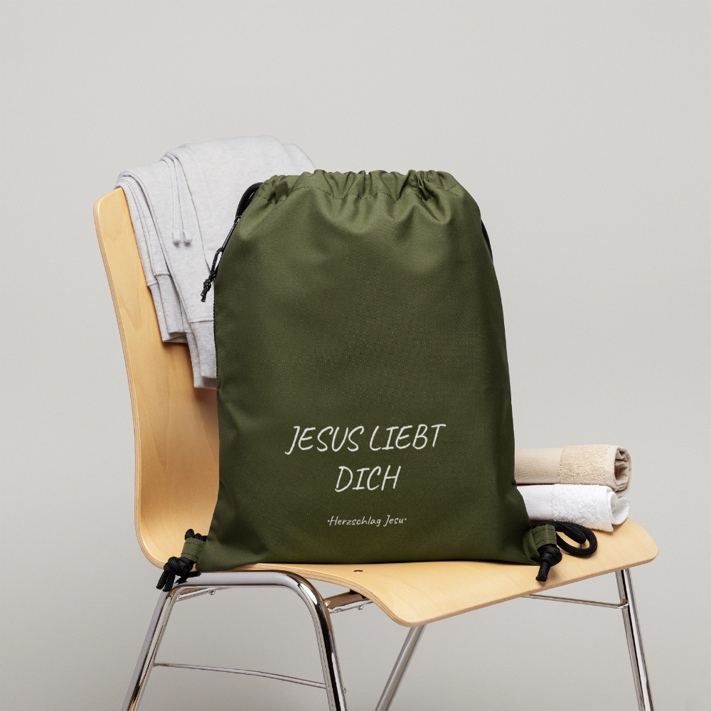 Turnbeutel - Jesus liebt dich - military Green