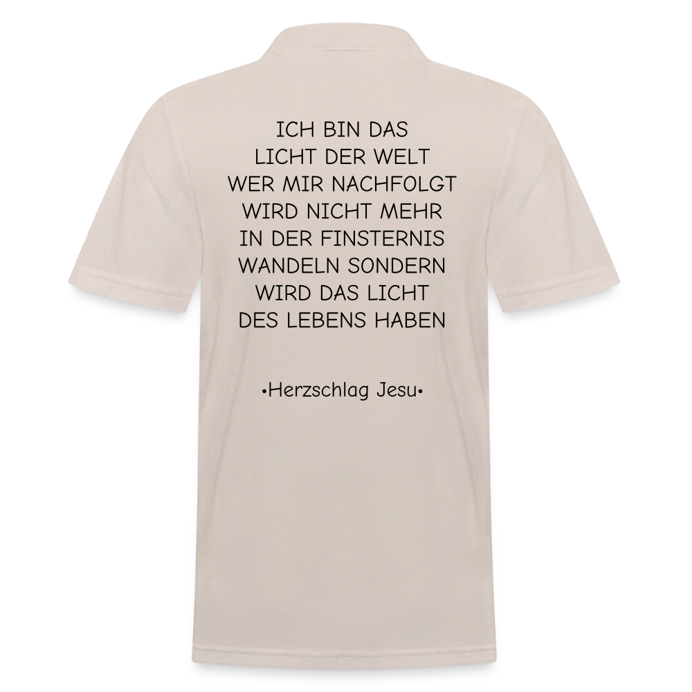 Männer Poloshirt -  Johannes 8:12 - Beige