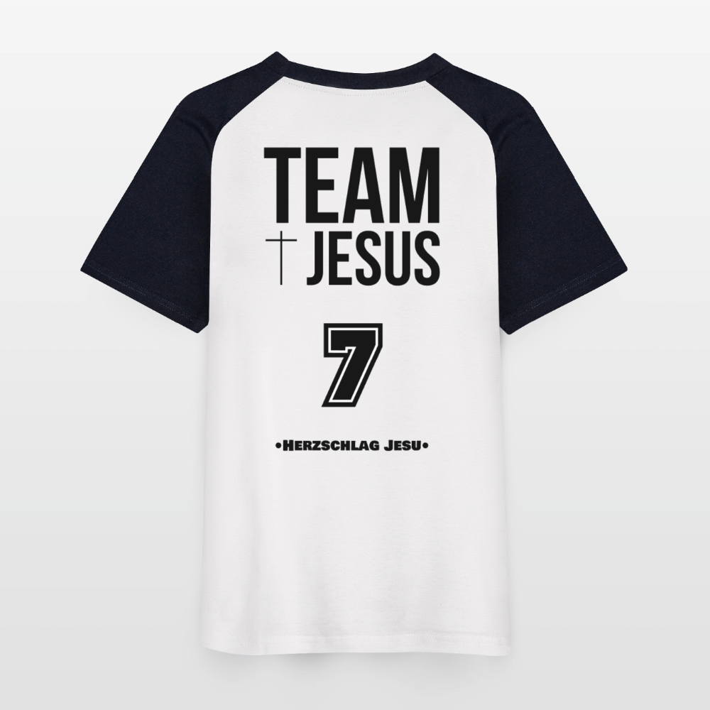 Kinder Baseball T-Shirt - Team Jesus 7 - Weiß/Navy