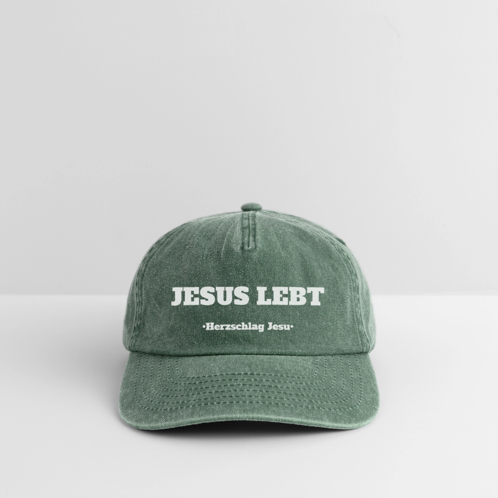 Relaxed Vintage Cap - Jesus Lebt - Vintage Flaschengrün 