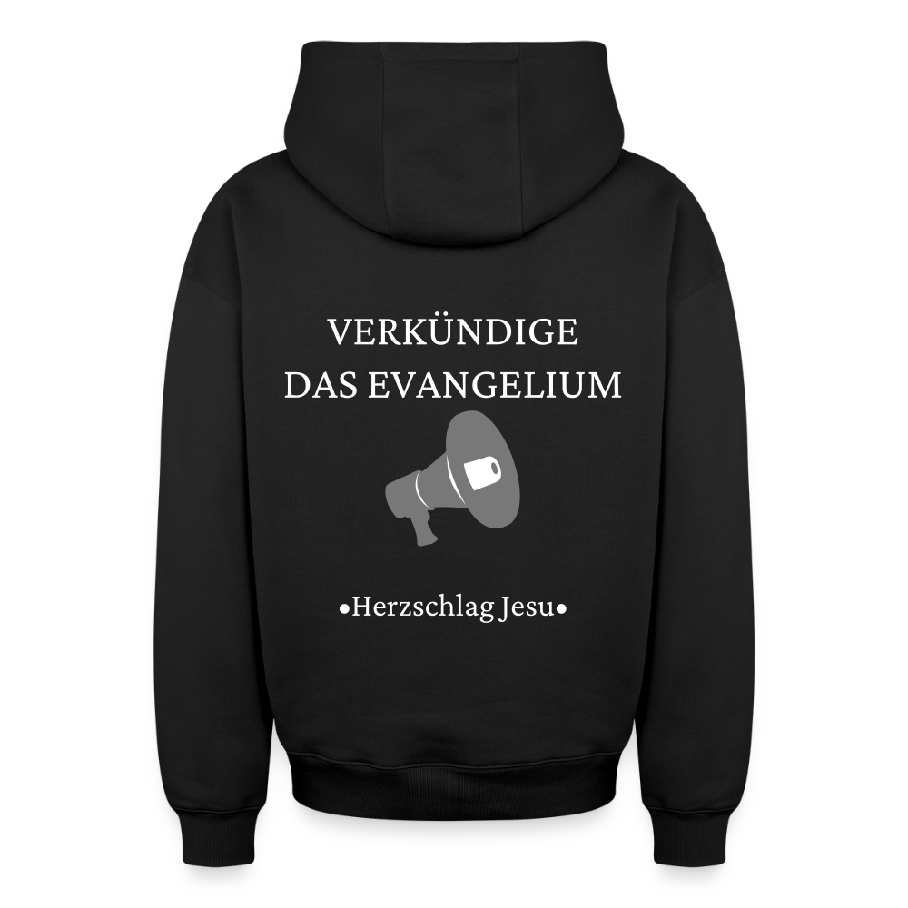 Oversized Heavyweight Kapuzenjacke - Verkündige das Evangelium - Schwarz