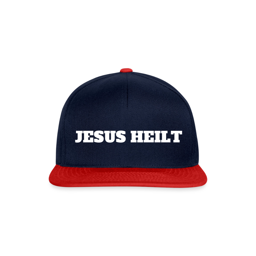 Snapback Cap - Jesus Heilt - Navy/Rot