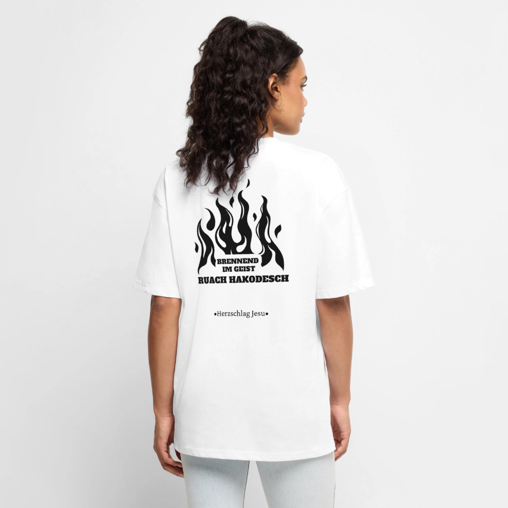 Premium Oversized Bio T-Shirt - Brennend im Geist Ruach Hakodesch - Weiß