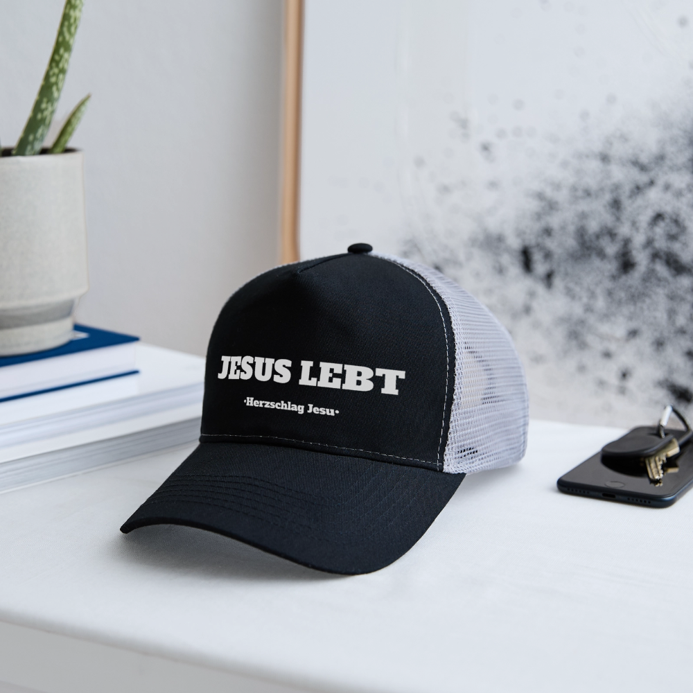 Trucker Cap - Jesus Lebt - Schwarz/Steingrau