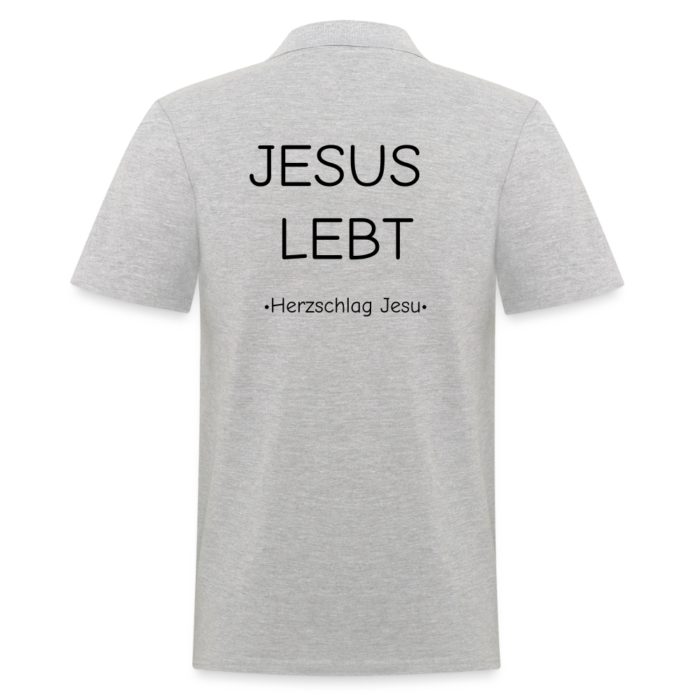 Männer Poloshirt - JESUS LEBT - Grau meliert