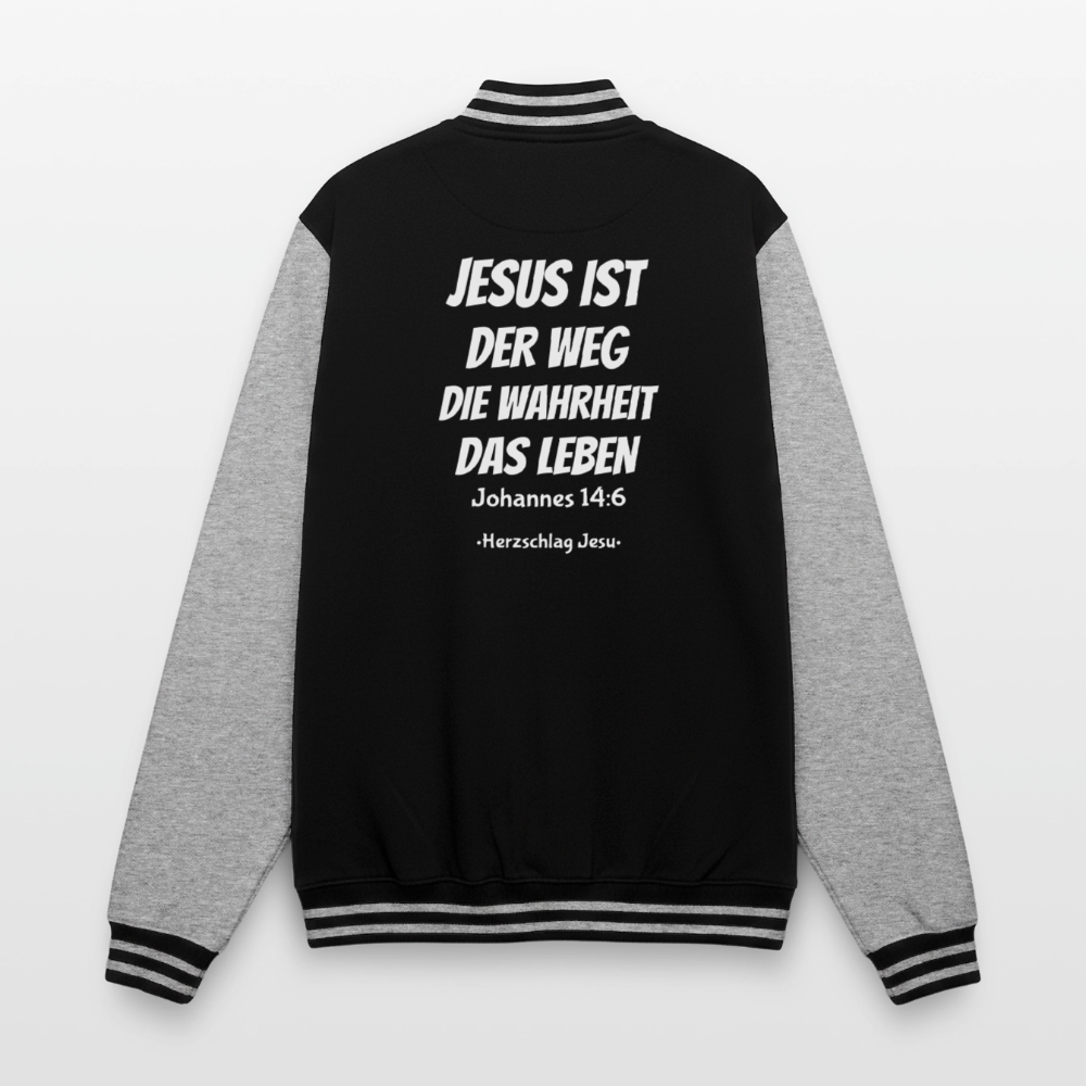 College-Sweatjacke - Johannes 14:6 Jesus ist der weg, die Wahrheit, das leben - Schwarz/Grau meliert