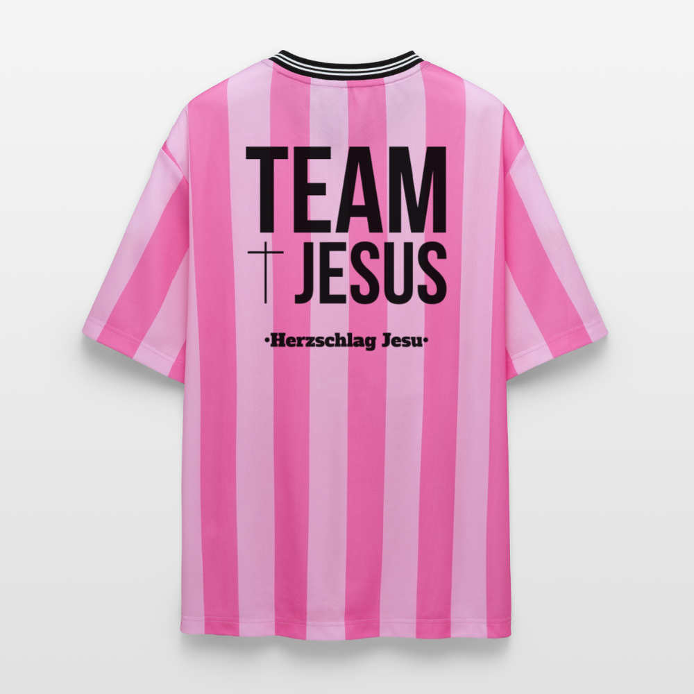 Football Style T-Shirt - Team Jesus - Rosa/Rosa Streifen