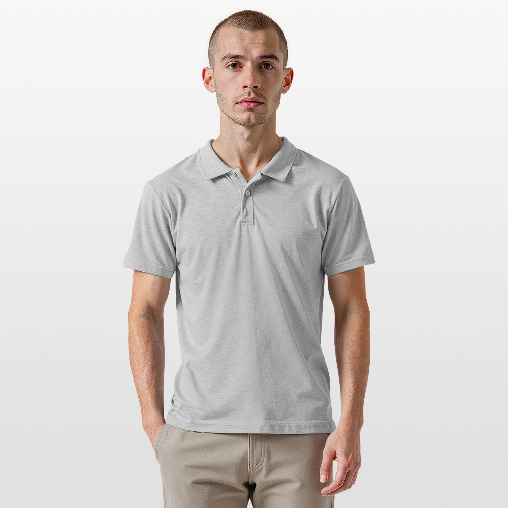 Männer Poloshirt - Jesus liebt dich - Grau meliert