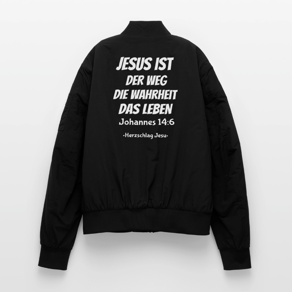 Unisex Bomberjacke - Johannes 14:6 Jesus ist der weg, die Wahrheit, das Leben - Schwarz