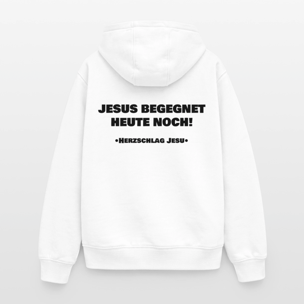Oversized Heavyweight Kapuzenjacke - Jesus begegnet heute noch - Weiß