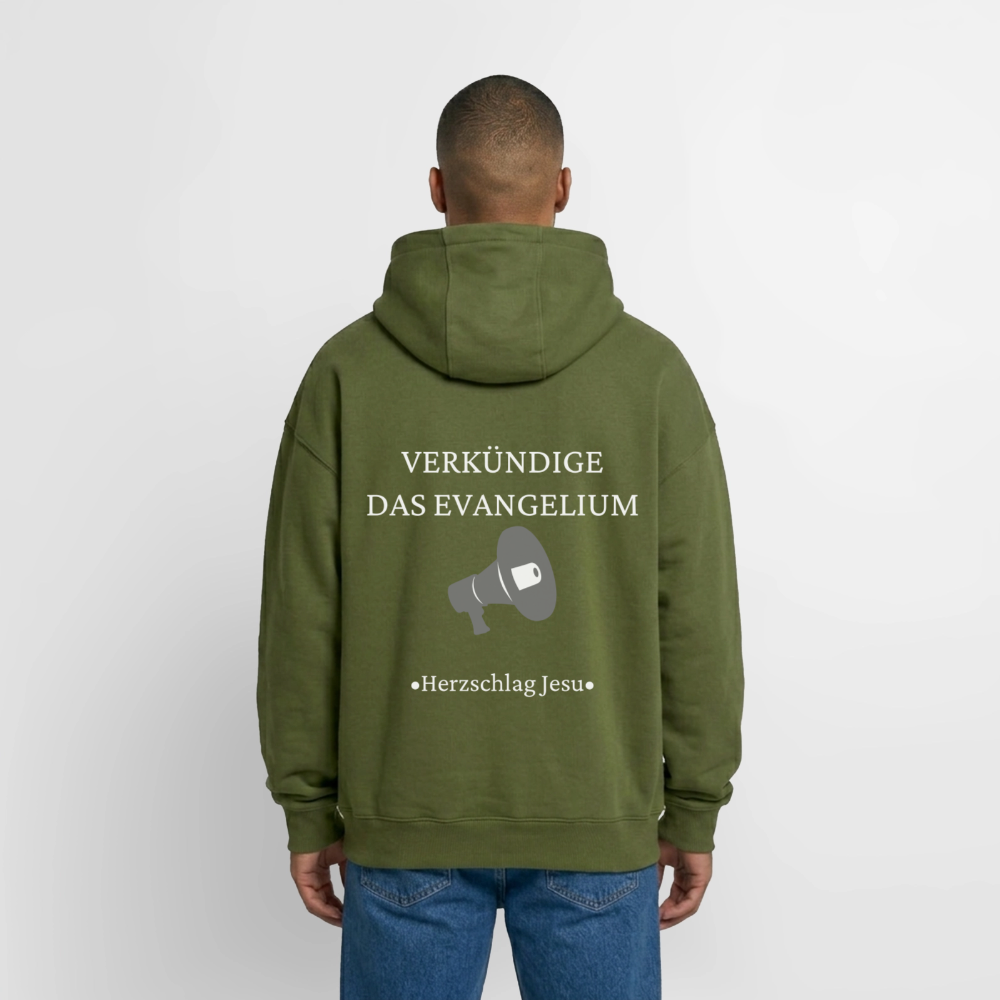 Oversized Heavyweight Kapuzenjacke - Verkündige das Evangelium - Khaki