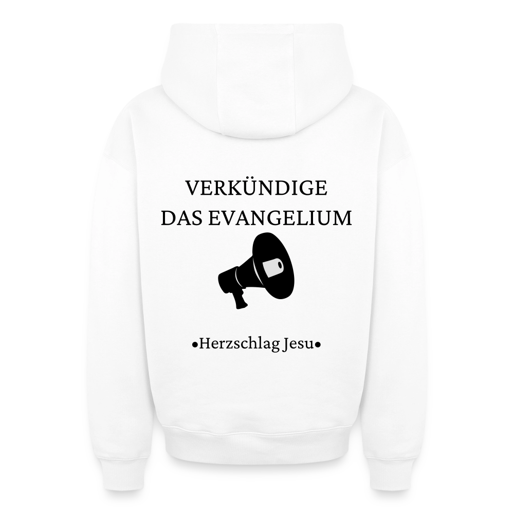 Oversized Heavyweight Kapuzenjacke - Verkündige das Evangelium - Weiß