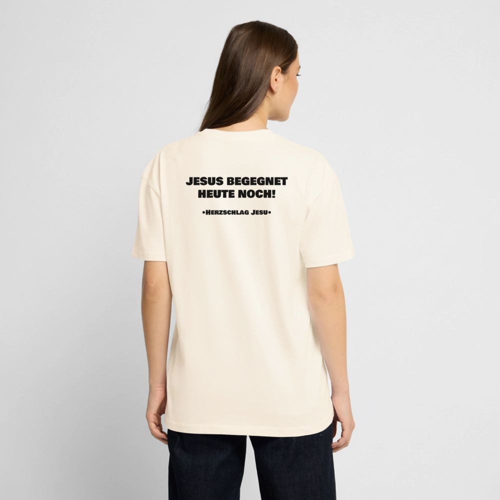 Oversized Heavyweight T-Shirt - Jesus begegnet heute noch! - Creme