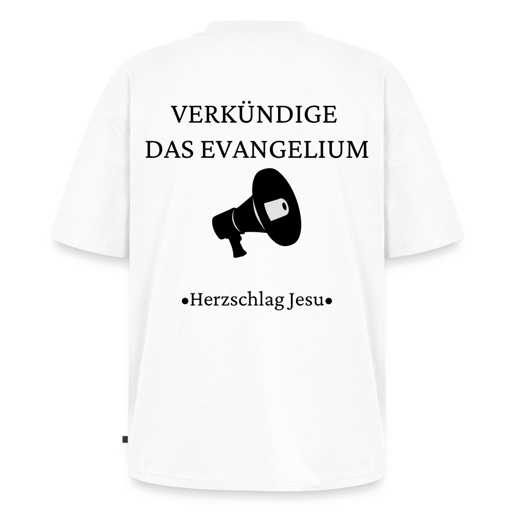 Premium Oversized Bio T-Shirt - Verkündige das Evangelium - Weiß