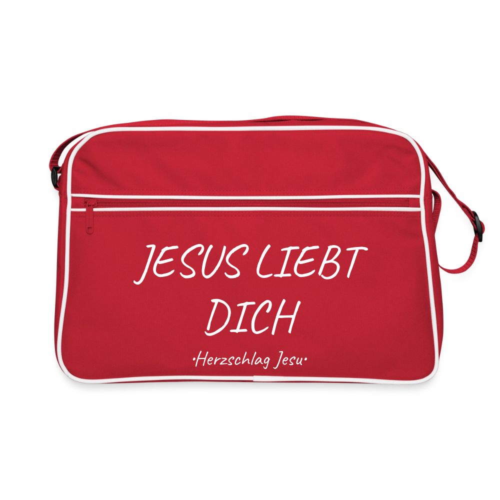 Retro Tasche - Jesus liebt dich - Rot/Weiß