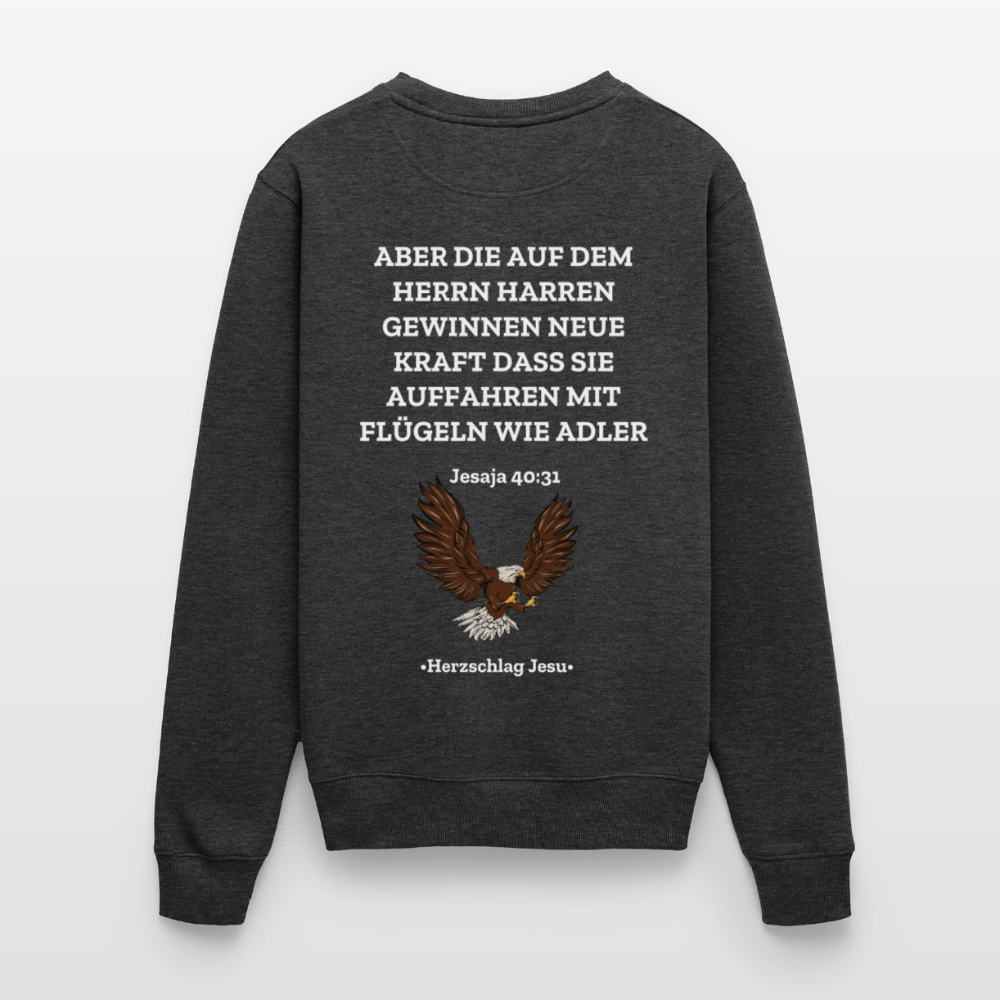Männer Premium Pullover - Jesaja 40:31 mit Adler - Anthrazit meliert