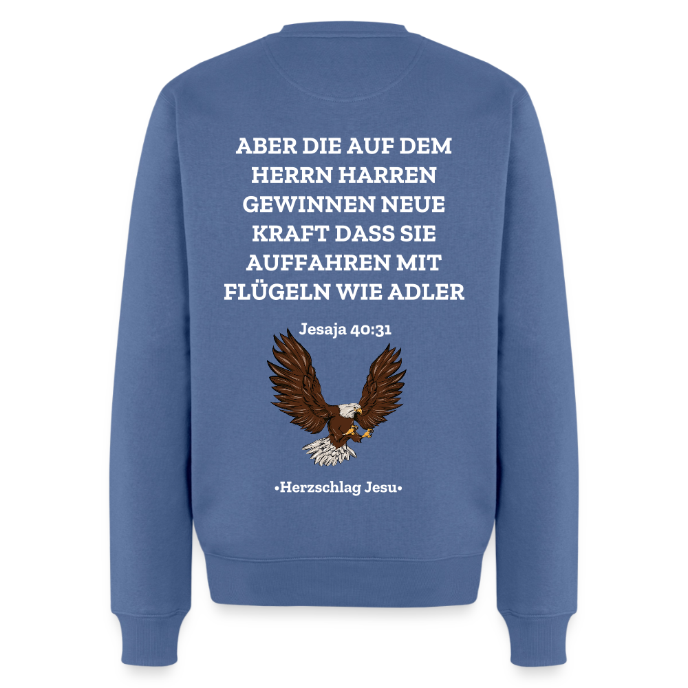 Männer Premium Pullover - Jesaja 40:31 mit Adler - Taubenblau
