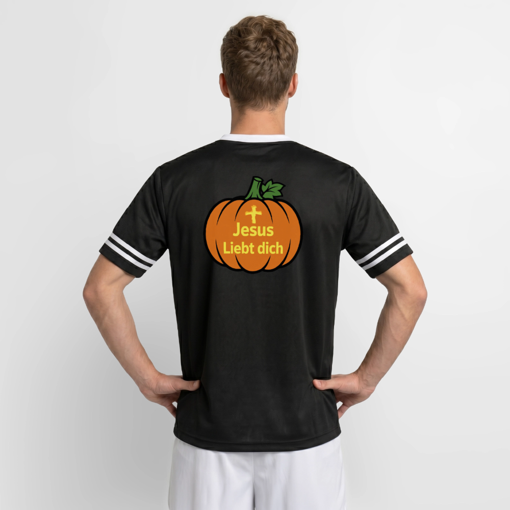 Football T-Shirt - Halloween Jesus Liebt dich Design - Schwarz/Weiß