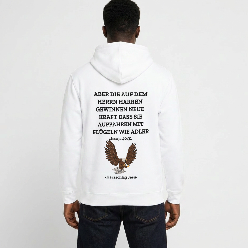 Unisex Hoodie - Jesaja 40:31 - Mit Adler - Weiß