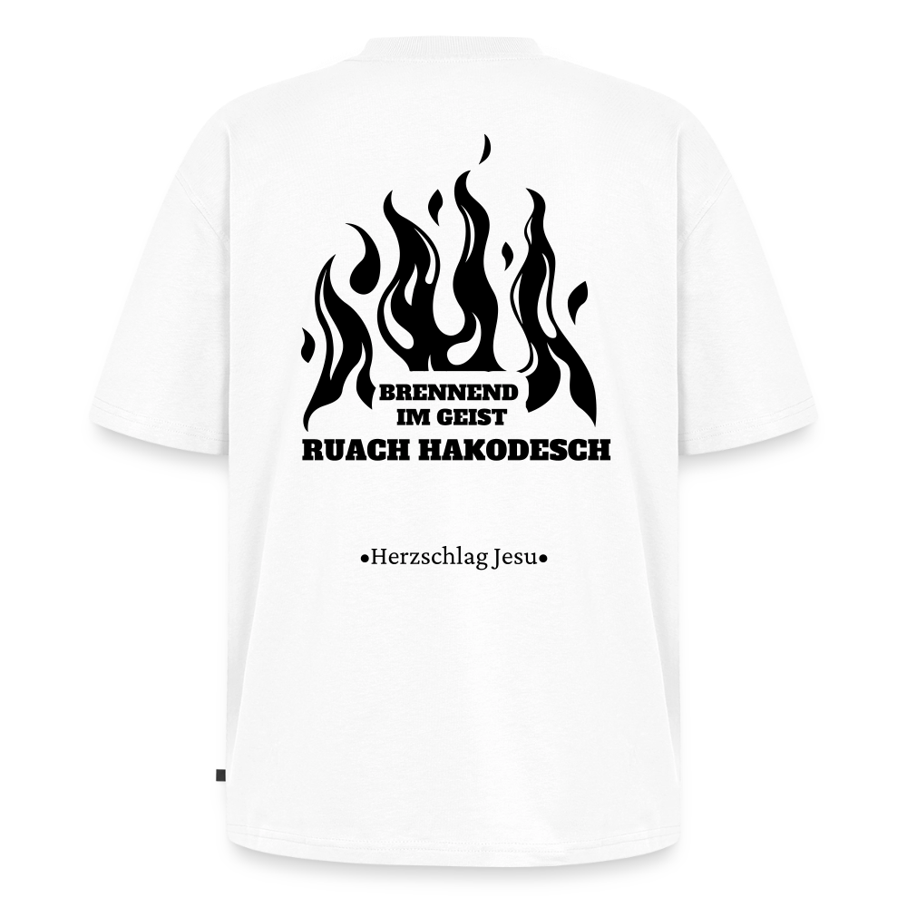 Premium Oversized Bio T-Shirt - Brennend im Geist Ruach Hakodesch - Weiß