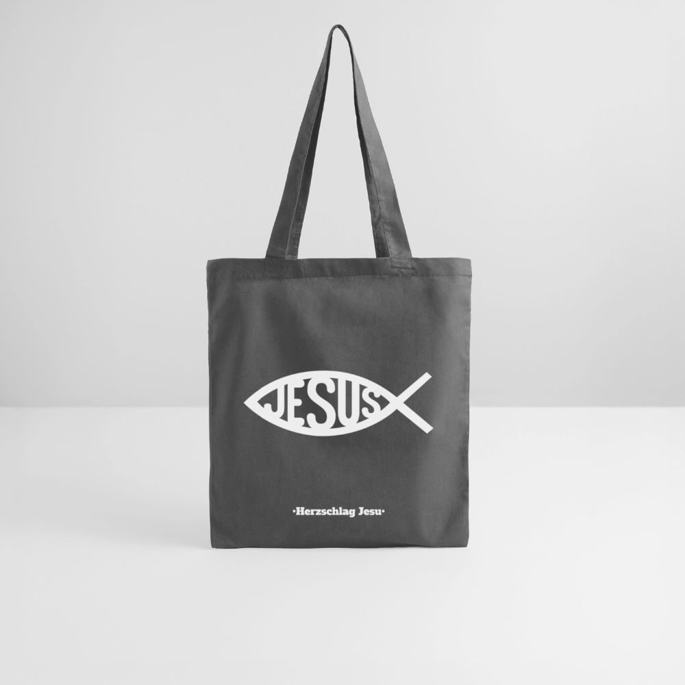 Stoffbeutel - Jesus Fisch Design - Graphite