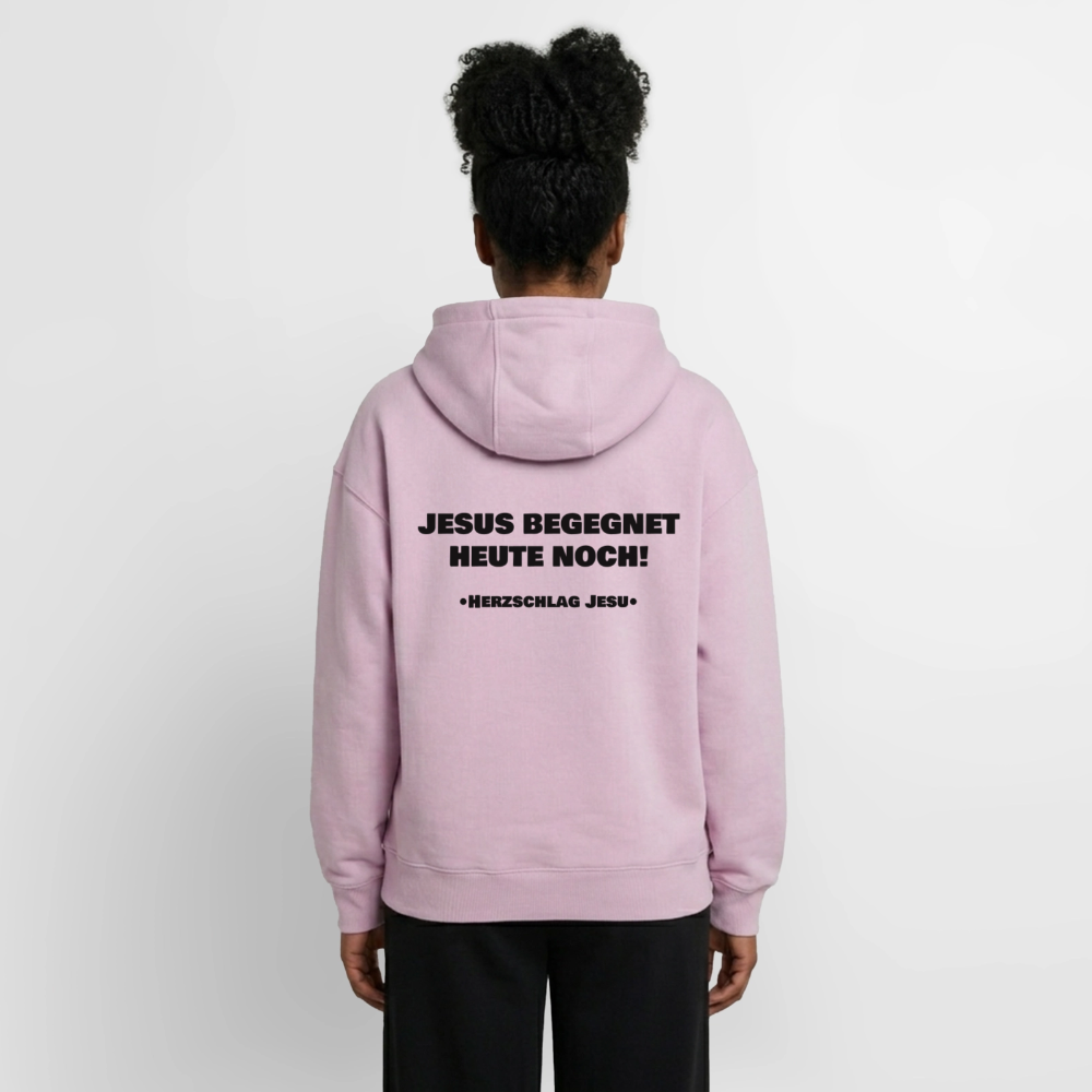 Oversized Heavyweight Kapuzenjacke - Jesus begegnet heute noch - Altrosa