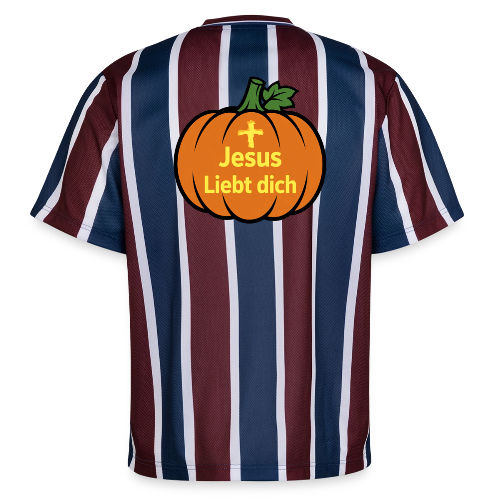 Football T-Shirt - Halloween Jesus Liebt dich Design - Bordeaux/Navy