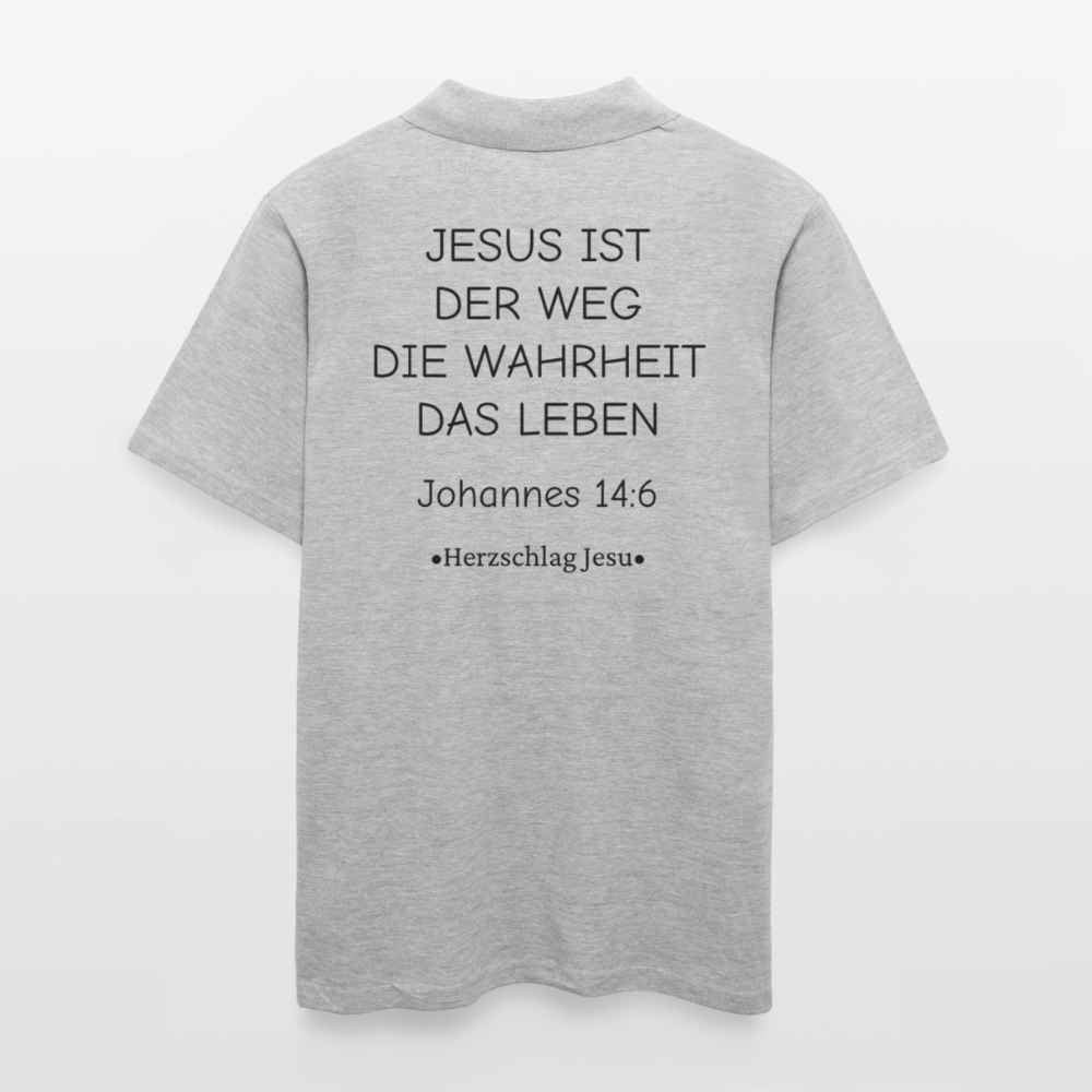 Männer Poloshirt - Johannes 14:6 - Grau meliert