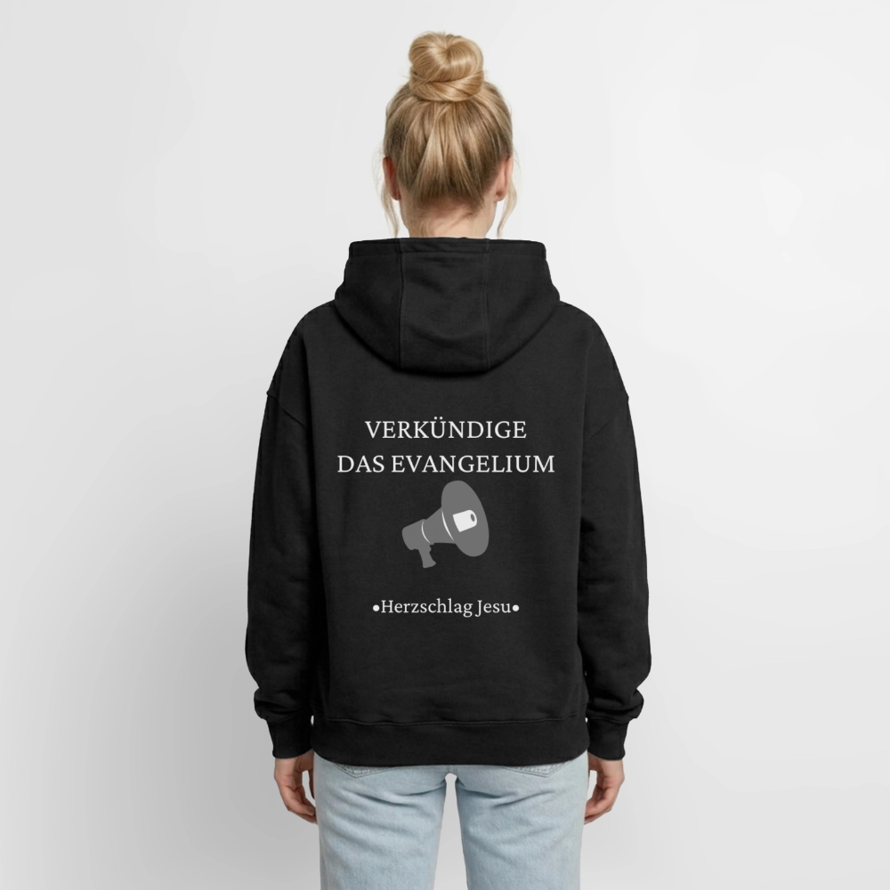 Oversized Heavyweight Kapuzenjacke - Verkündige das Evangelium - Schwarz
