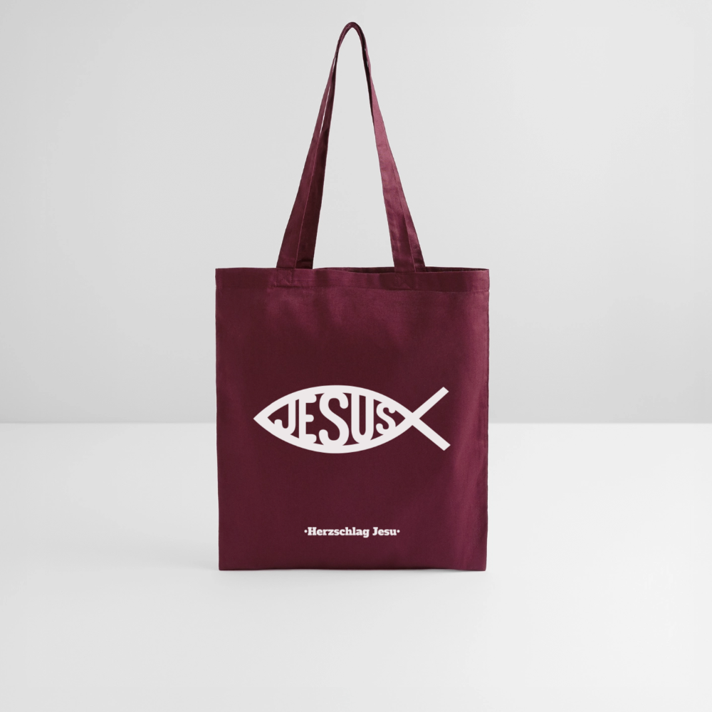 Stoffbeutel - Jesus Fisch Design - Burgunderrot