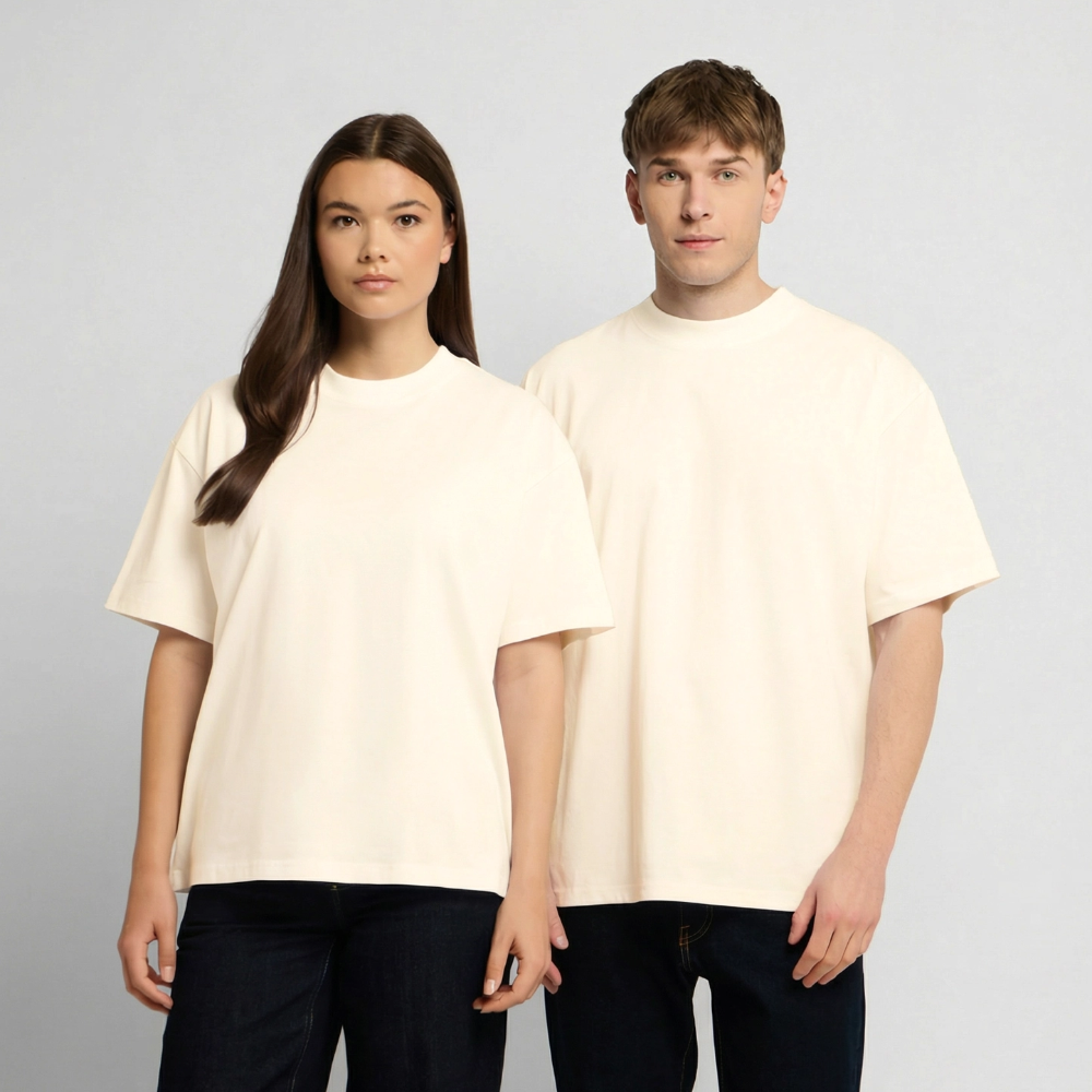 Oversized Heavyweight T-Shirt - Jesus begegnet heute noch! - Creme