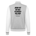 College-Sweatjacke - Johannes 14:6 Jesus ist der weg, die Wahrheit, das leben - Grau meliert/Weiß