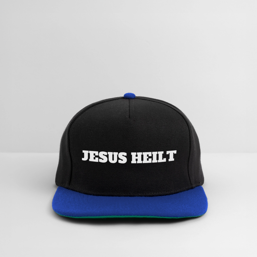 Snapback Cap - Jesus Heilt - Schwarz/Königsblau