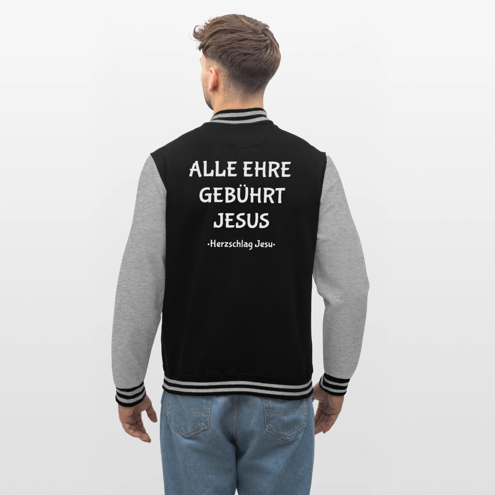 College-Sweatjacke - Alle ehre gebührt Jesus - Schwarz/Grau meliert