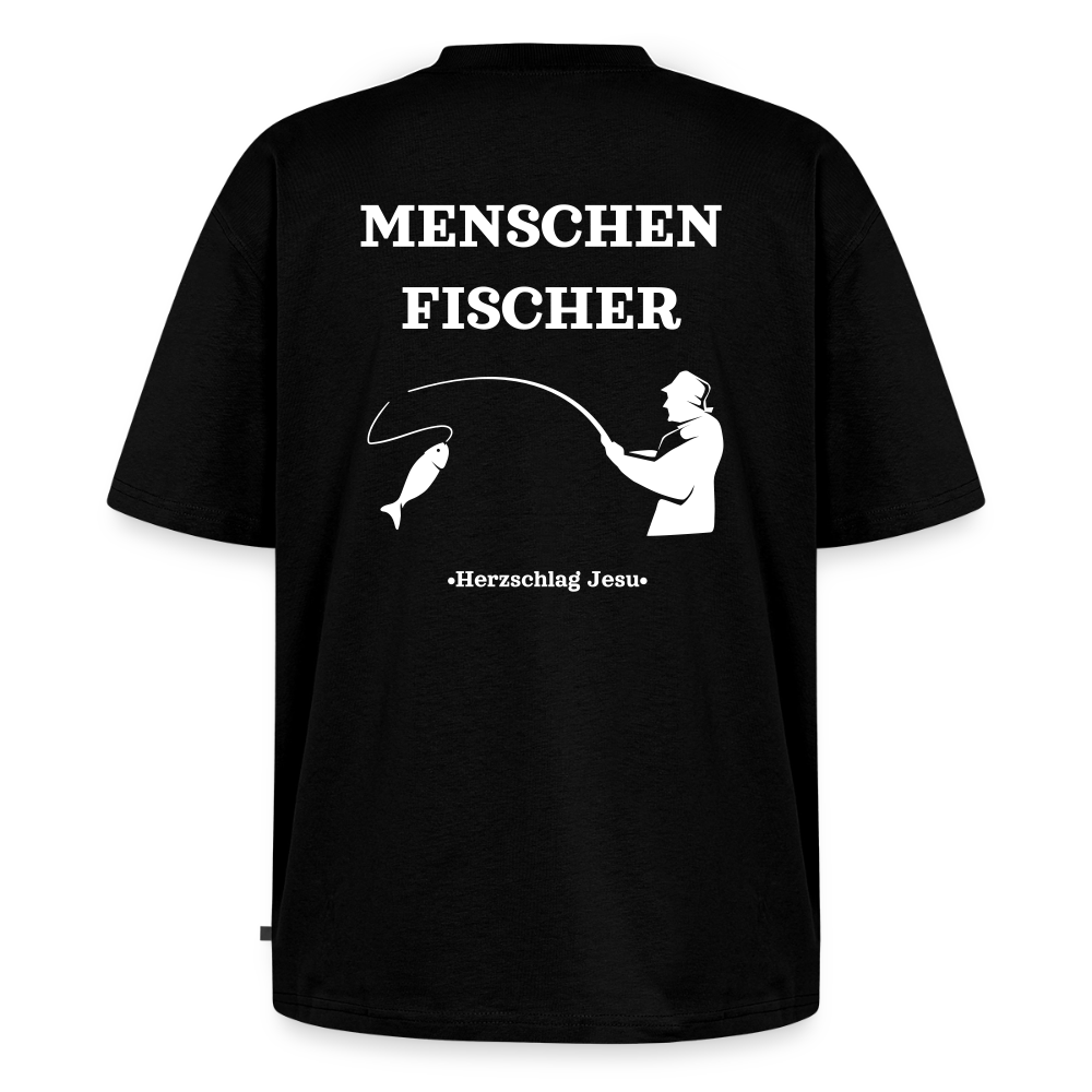 Premium Oversized Bio T-Shirt - Menschen Fischer - Schwarz