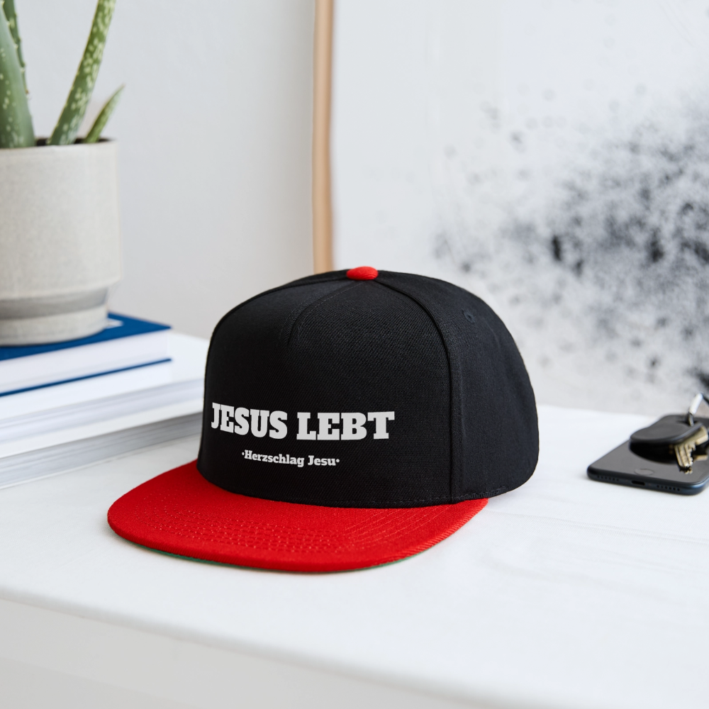 Snapback Cap - Jesus Lebt - Schwarz/Rot