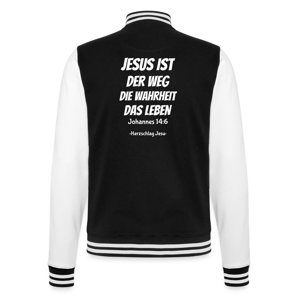 College-Sweatjacke - Johannes 14:6 Jesus ist der weg, die Wahrheit, das leben - Schwarz/Weiß