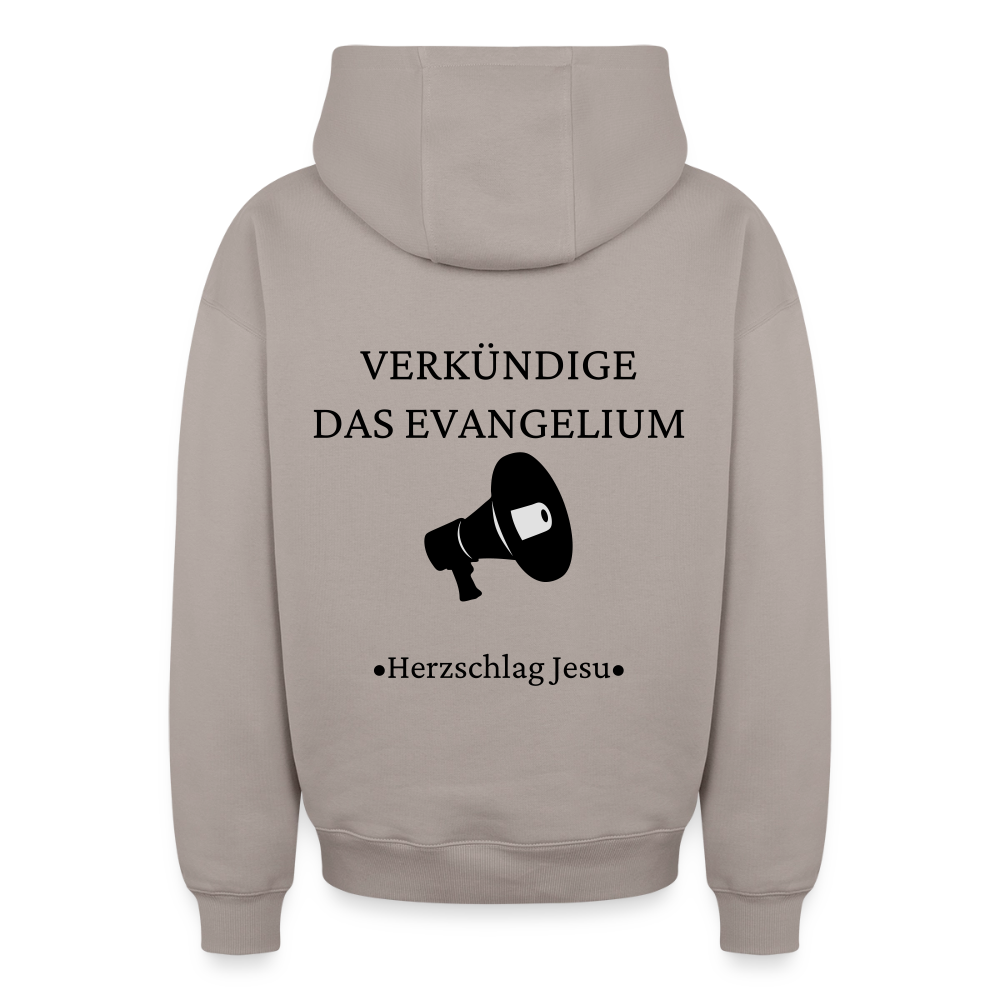 Oversized Heavyweight Kapuzenjacke - Verkündige das Evangelium - Taupe