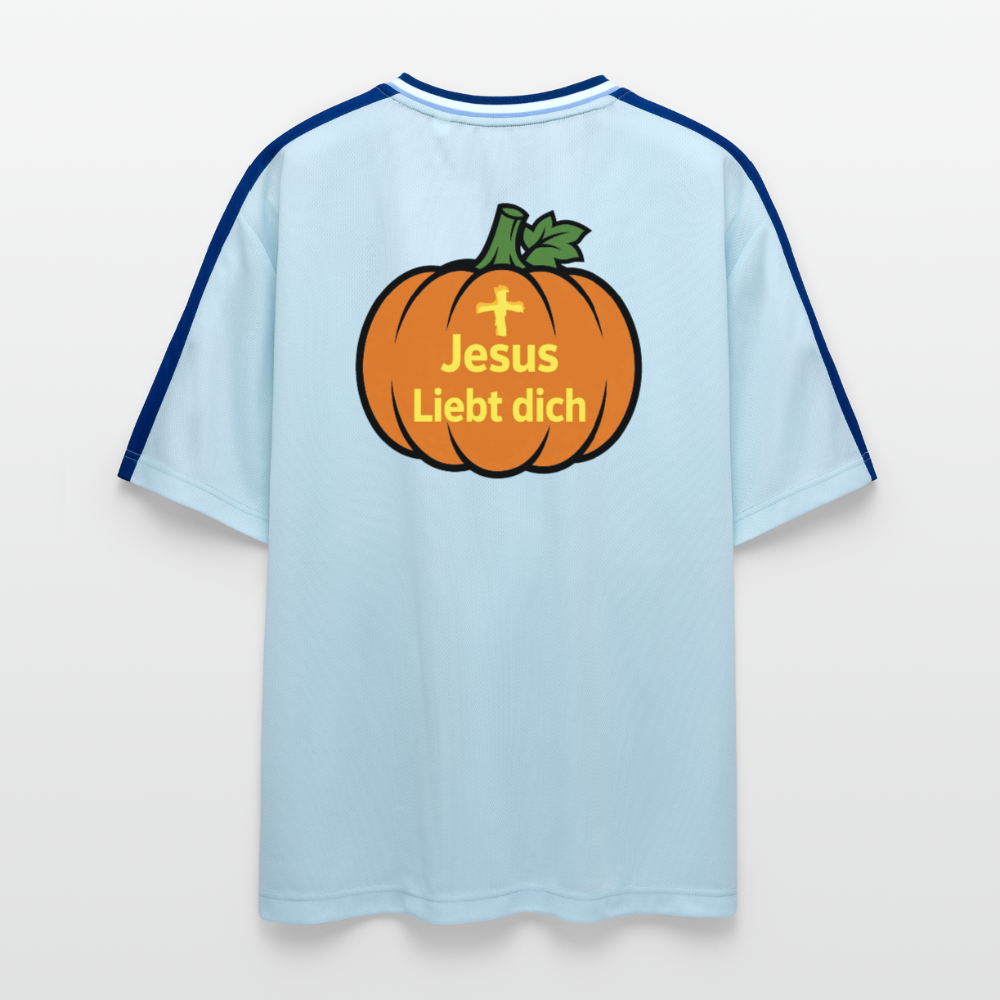 Football T-Shirt - Halloween Jesus Liebt dich Design - Hellblau/Dunkelblau