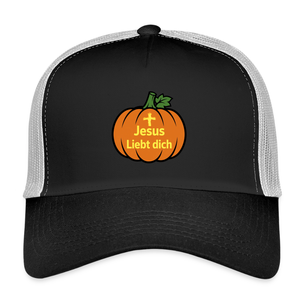 Trucker Cap - Halloween Jesus Liebt dich Design - Schwarz/Steingrau