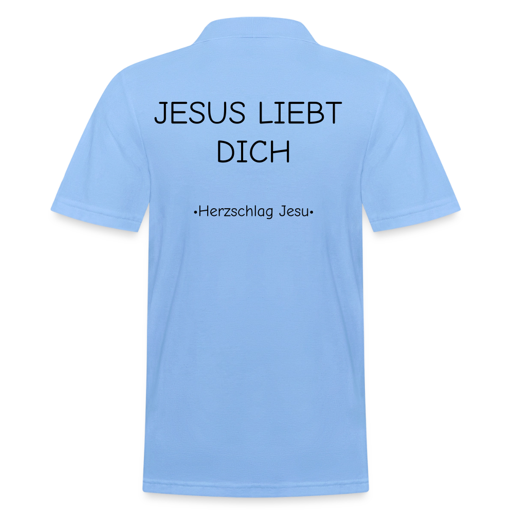 Männer Poloshirt - Jesus liebt dich - Himmelblau