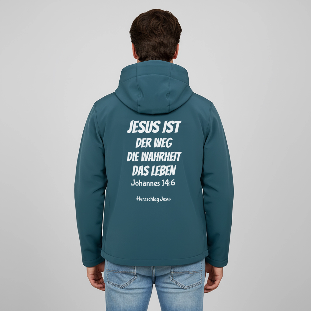 Männer Softshell-Jacke - Johannes 14:6 Jesus ist der Weg, die Wahrheit, das Leben - Dunkles Petrol